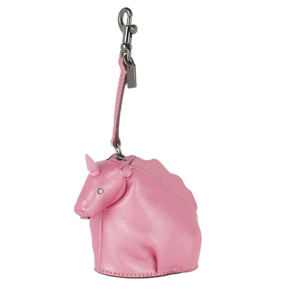 Coach Pearl Metallic Pink Leather Unicorn Zip Coin Purse Bag Charm 22939 NWT - Picture 10 of 14